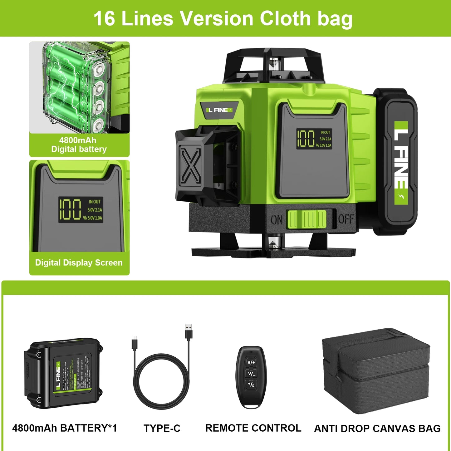 Lfine2/4D16 Lines 360°Self-leveling Laser Levels Optional tripod  And Vertical Professional Laser Level Tool