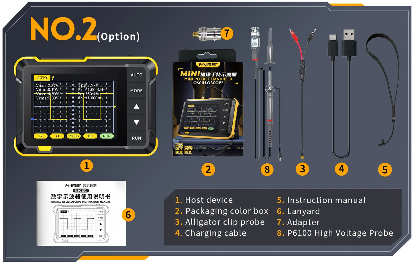 FNIRSI-138 PRO DSO152 Handheld Digital Oscilloscope 2.5MSa/s 200KHz Analog Bandwidth Support AUTO,80Khz PWM And Firmware Update