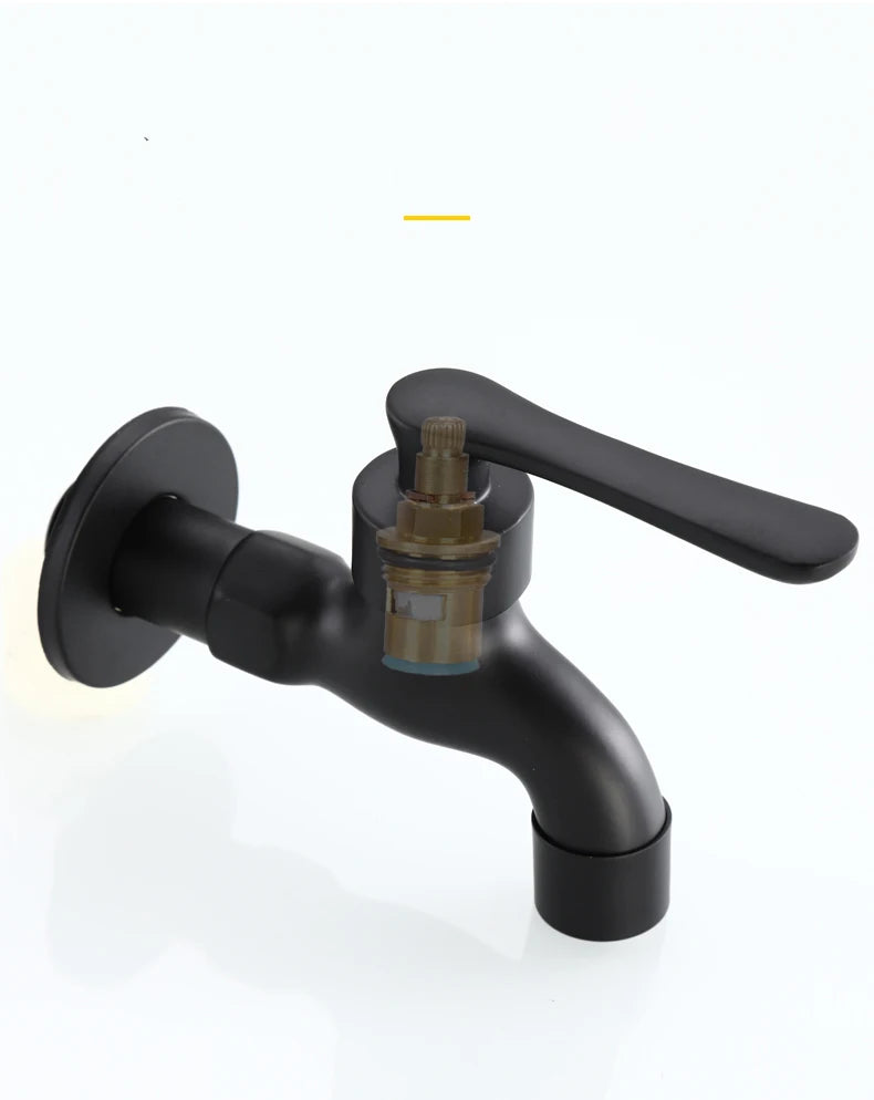 Bathroom Black Single Cold Tap Wall Washing Machine Single Tap Cold Water Faucet Garden Black Tap