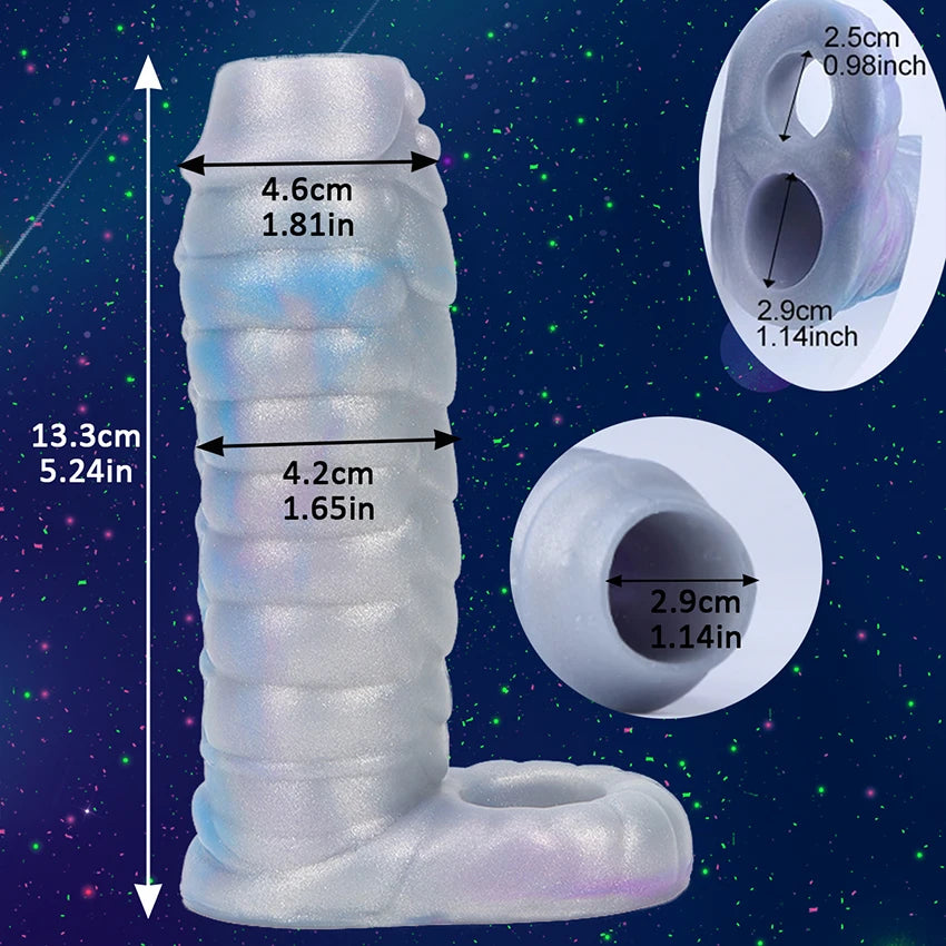 Fantasy Ribbed Dragon Penis Sleeve Soft Silicone Sex Toys Sheath Cock Enlargement Hollow Animal Dildo Male Masturbator Adult 18