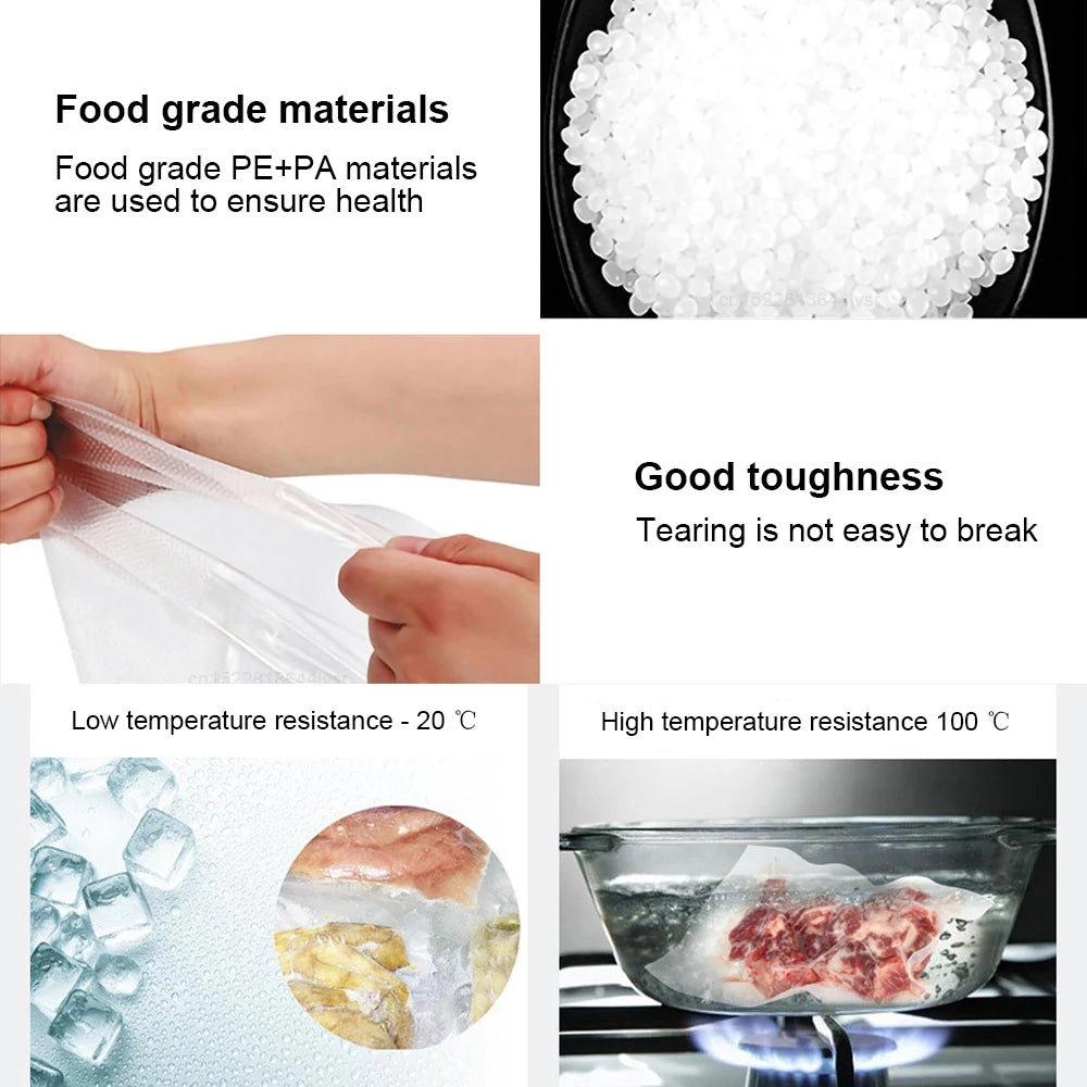 Vacuum Packaging Bags for Food 100pcs Food Storage Vacuum Bags for Vacuum Sealer Machine Food Fresh Long Keeping Empty Bags