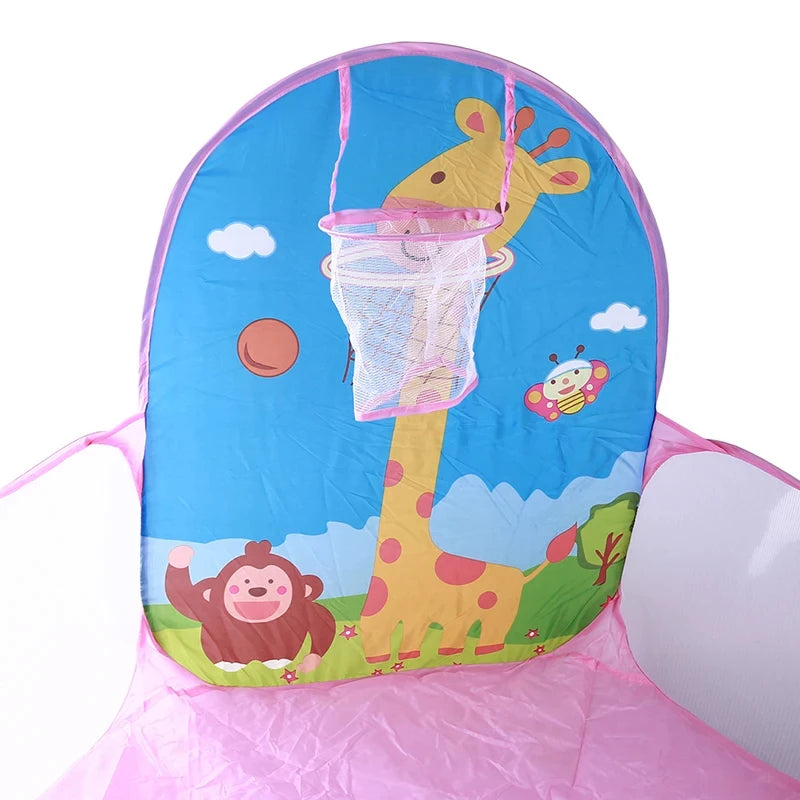 1.2m Cute Foldable Kids Playpen Outdoor Children's Ball Pool Kid Play Tent with Basket Hoop Baby Ball Pit Pool Portable Kid Tent