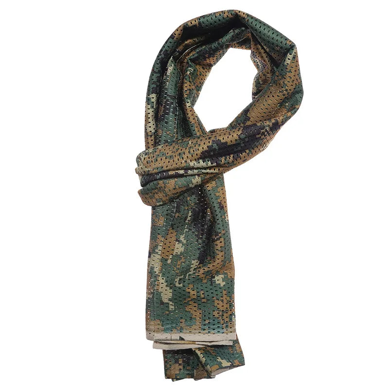 Large Camouflage Scarf Sniper Hunter Mesh Face Scarf Men Riding Cycling Veil Camping Hunting Fishing Hiking Scarves