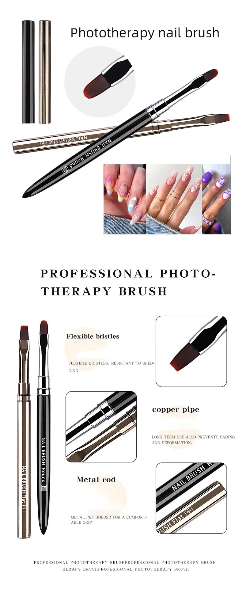 1/2pcs Professionnel Brushes Tools Nail Glue Phototherapy Pen UV Gel Brush Pen Acrylic Nail Art Painting Drawing Brush Manicure