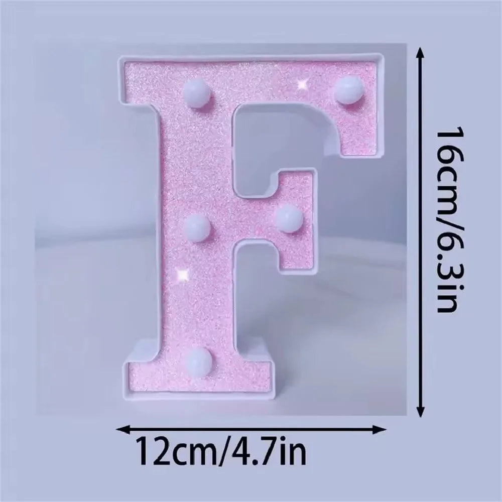 1PC 16cm LED Letter&Number Lights For Wedding,Proposal,Birthday,Party,Photo Props,Battery Powered Pink Glitter Decorative Lights