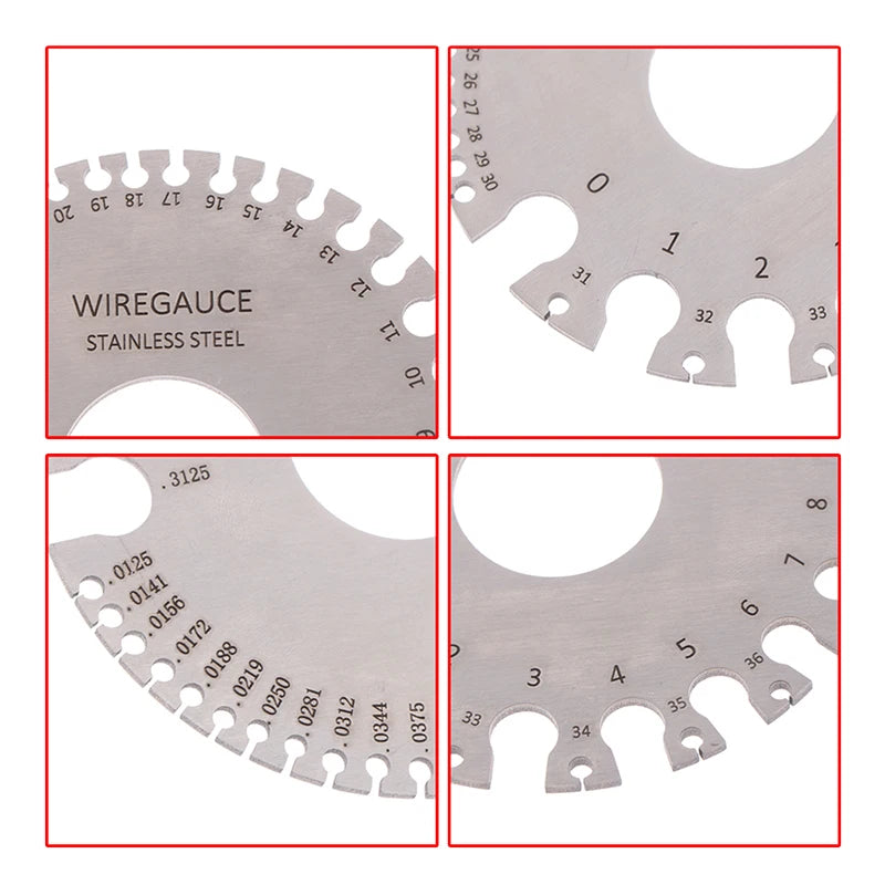 0-36 Round AWG SWG Wire Gauge Thickness Ruler Gauge Diameter Stainless Steel Measurer Tool Welding Inspection Wire Gauge