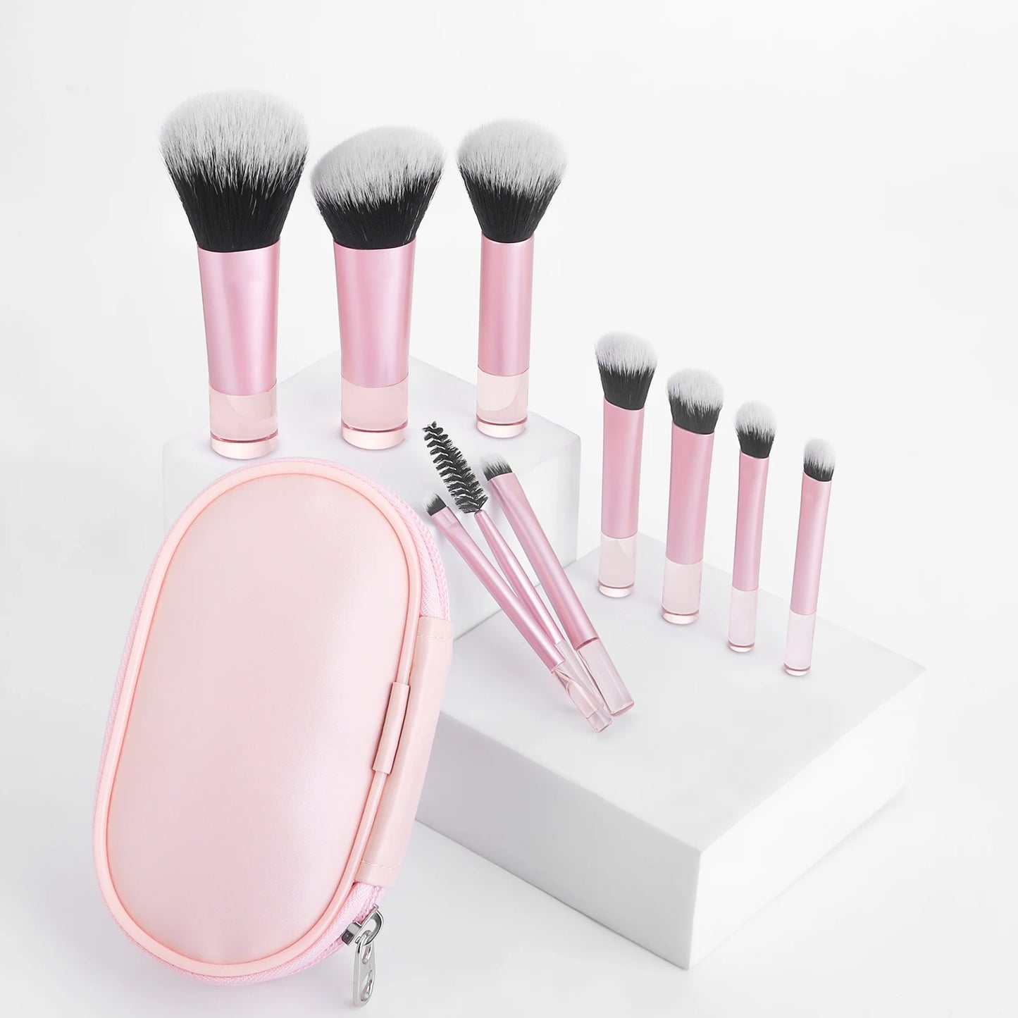 10pcs Makeup Brush Sets,Plastic mini with bag multifunctional Makeup Brush at home or On-the-Go Brush Professional Makeup tool