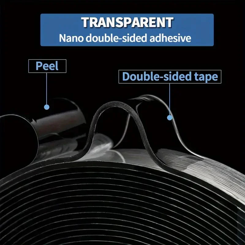 5-1M Nano Tape Super Strong 2mm 1mm Double Sided Tape Extra Waterproof No Trace Reusable Transparent Tape for Kitchen Bathroom