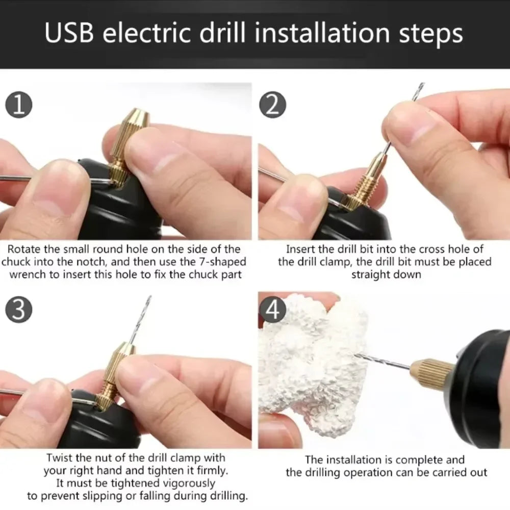 Electric USB Mini Drill 5 Pieces Set USB Drill Rotary Tools USB Engraver Pen Drilling Jewelry Tools With Drill Bits Power Tools
