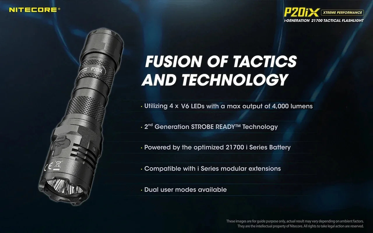 NITECORE P20ix Powerful Tactical LED Flashlight 4000Lumens Rechargeable Torch Light with 21700 Battery for Self-defense Camping