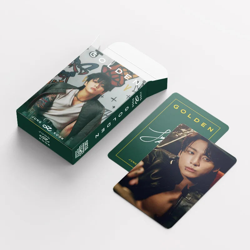 New 92 JUNGKOOK Solo Album GOLDEN Merchandise Photo Album Stickers JK Double-Sided LOMO Cards Celebrity Fan Gifts