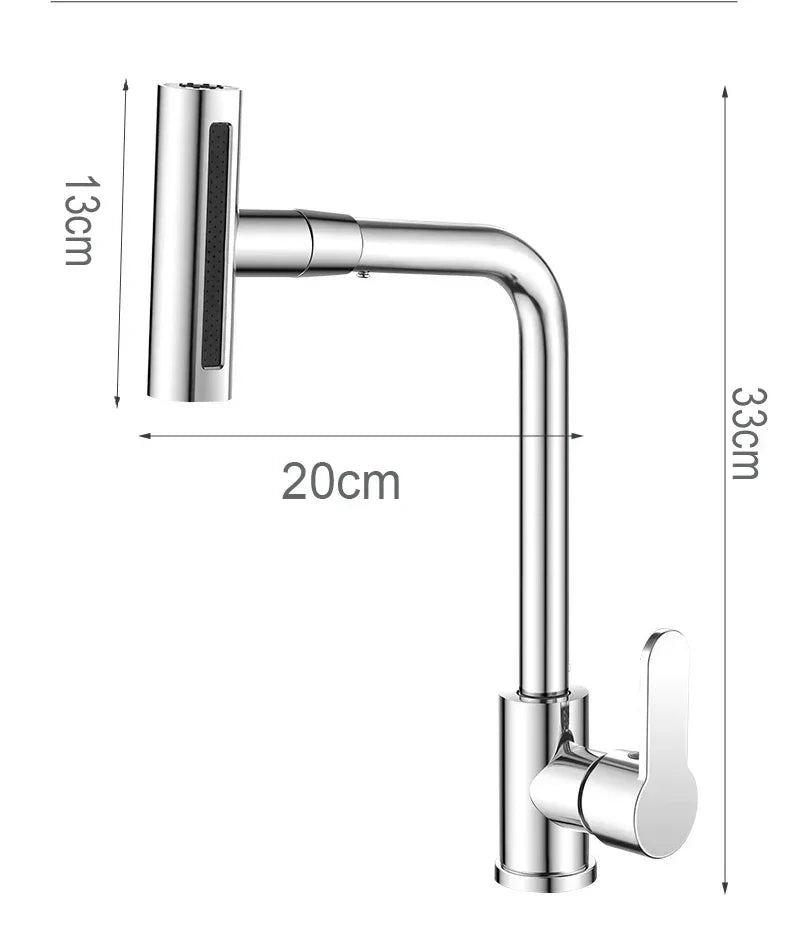 Waterfall Design Kitchen Faucet in Plastic steel with 360° Rotating Spray Head for Hot and Cold Water Mixing Sink Faucet