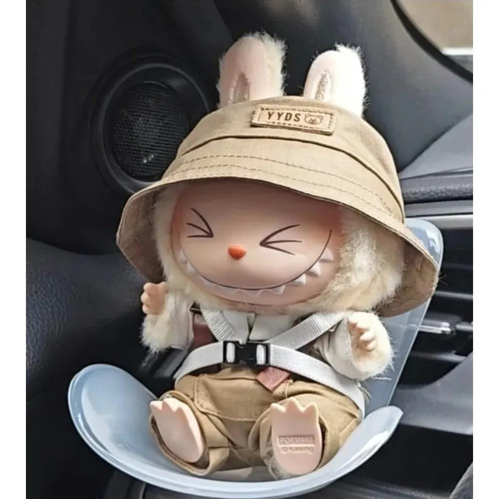 Labubu V1 V2 Idol Dolls Safety Seat Kawaii Plush Doll Car Seat Ornament with Air Outlet Aromatherapy Decoration Accessories Gift