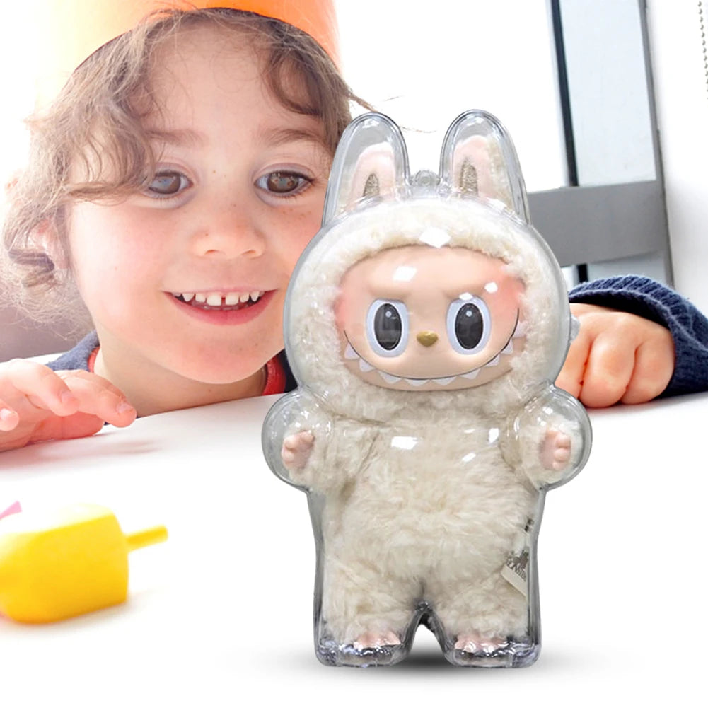 Transparent Protective Cover For Labubu V1 V2 Monster Toy Storage Box Elf Plushie Display Cover Doll Accessories Birthday Gifts