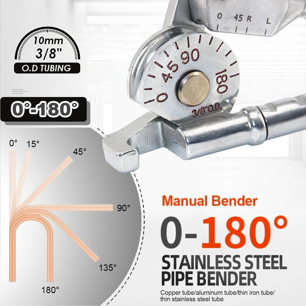 180 ° Tube Bender 8/10mm O.D.TUBING 0-180 Degrees Stainless Steel Pipe Bender and Tube Bending Manual Machine Tools