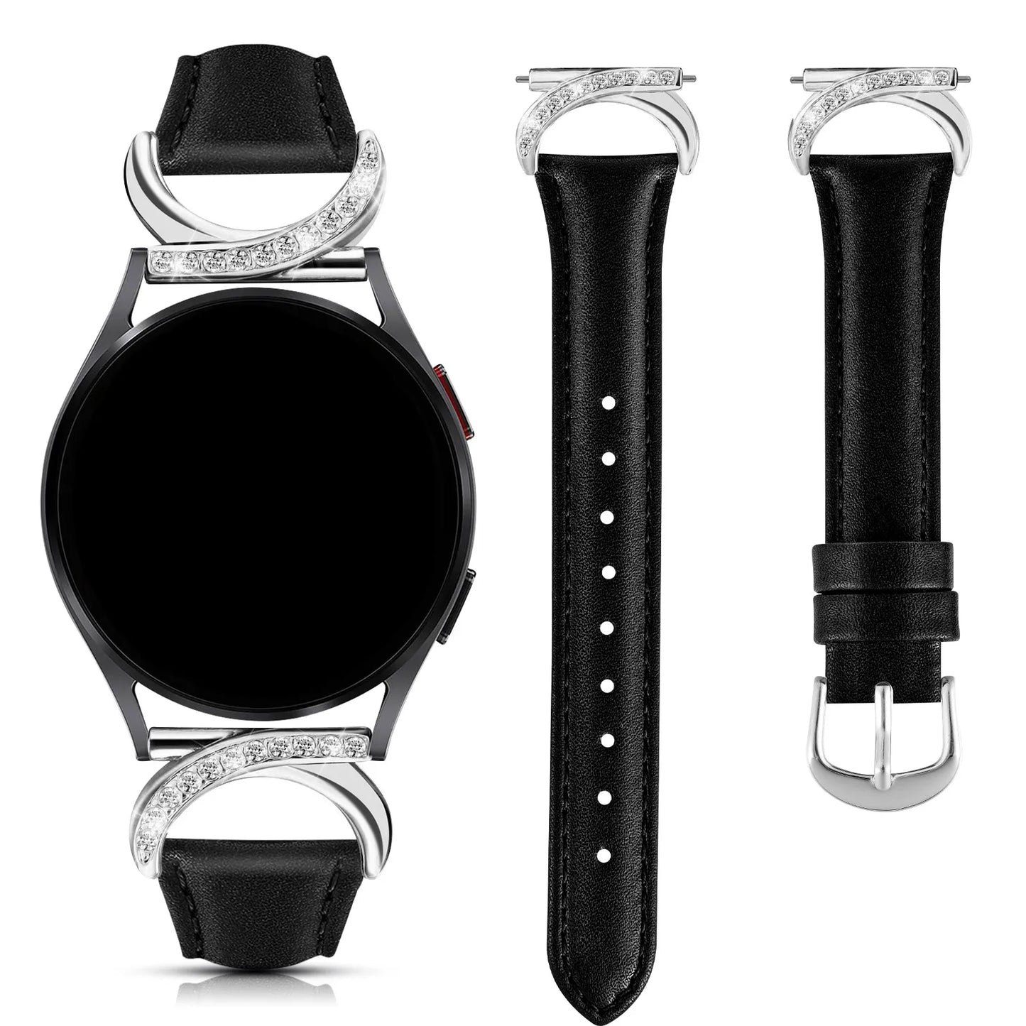 Leather strap compatible with Samsung Galaxy Watch 7/6/5/4 Classic strap 40/42/44/43/45/46/47mm Stylish 20mm strap for women