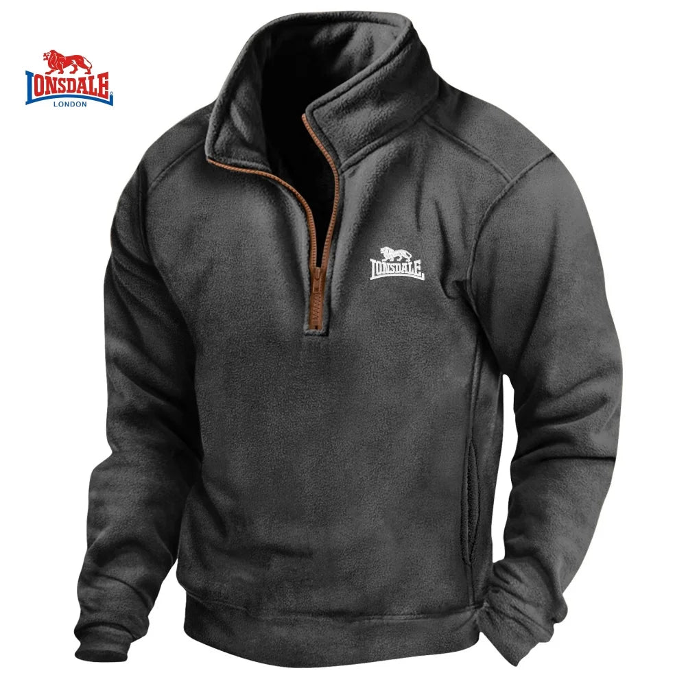 New Men's Embroidery Brand Long Sleeved Zipper Pullover for Autumn and Winter Fashion Outdoor Casual Sportswear Top