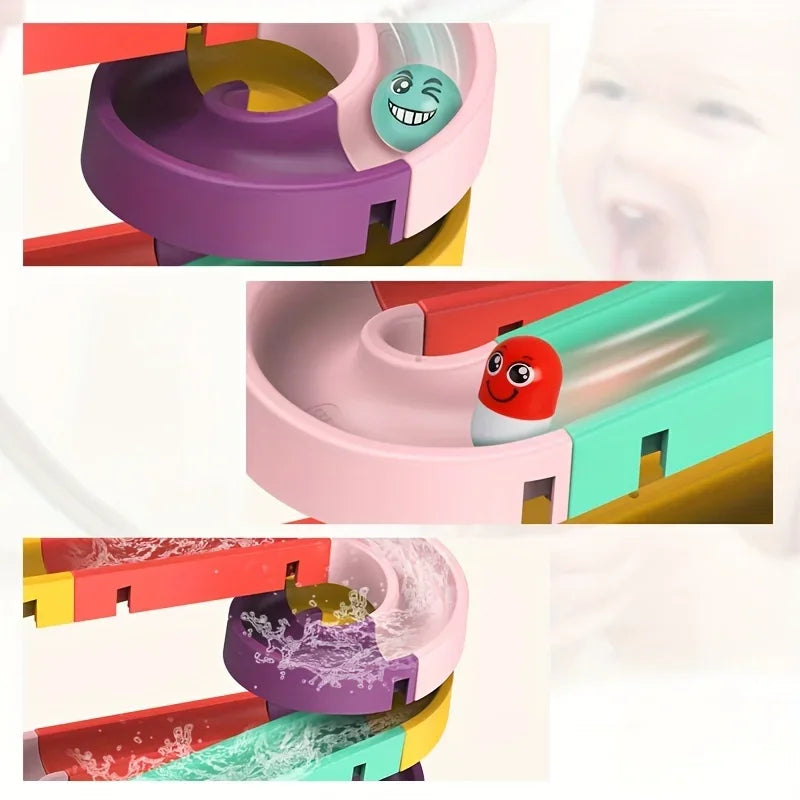 12/16/24pcs Bathroom Track Toys/Building Block Assembly Toys/Shower Carousel Toys/Water Play Toys Halloween Christmas Gift