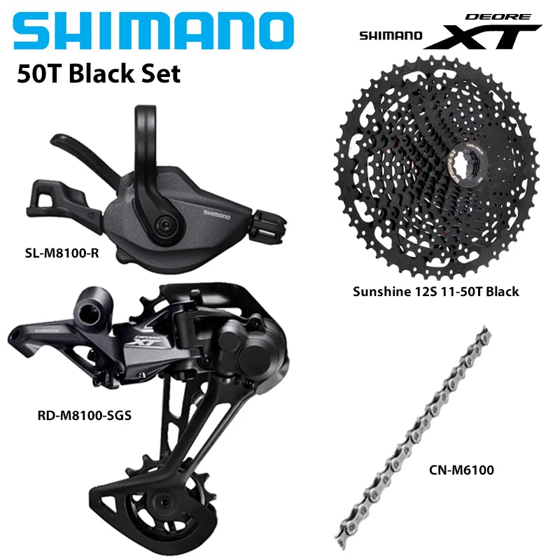 SHIMANO DEORE XT M8100 1X12 Speed Groupset Rear Derailleur SGS Right Shifter Lever SUNSHINE HG Type Cassette CN-M6100 Bike Parts