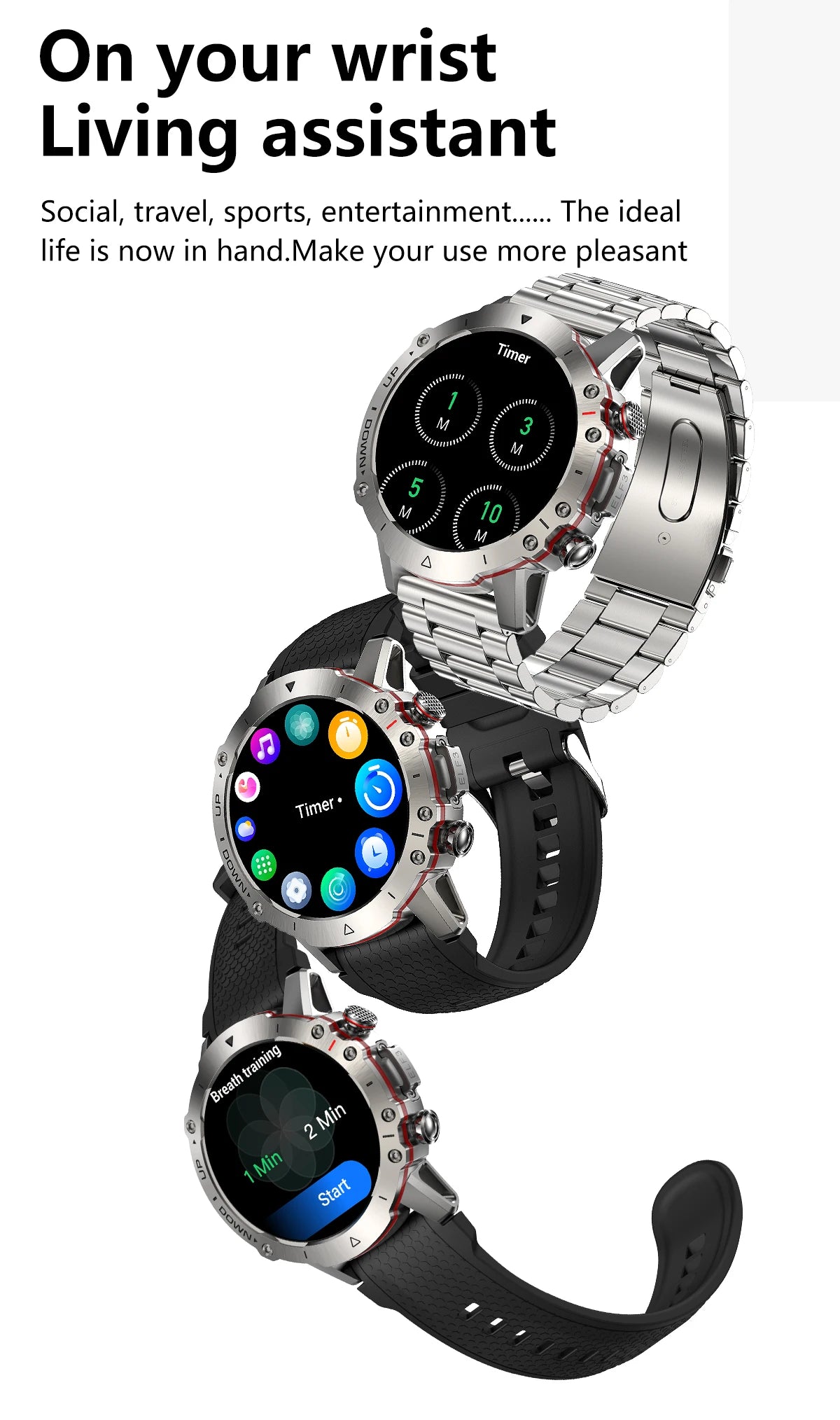 LEMFO Y7 Smart Watch Men 2024 IP68 Waterproof 100+ Sports Modes Bluetooth Call 360*360 Resolution HD Screen  Smartwatch for men