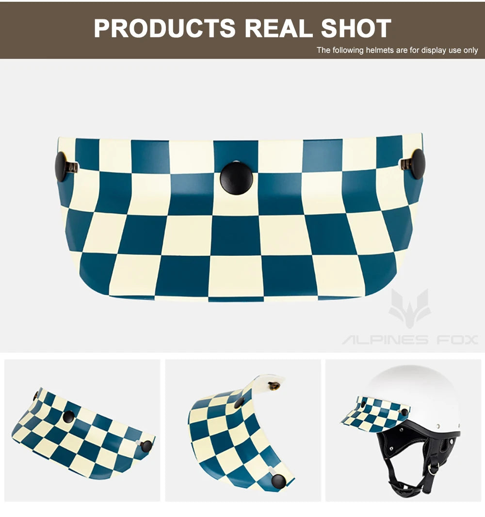 Motorcycle Helmet Sun Shade Protector 3 Snap-Button Retro Open Face Flip Up Down Shield Visor Modified Parts 7.08 X 2.95 In