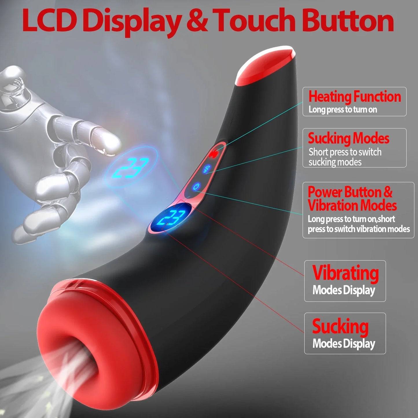 Automatic Sucking Male Masturbator Sex Toys for Men Heating Vibrating LCD Display Penis Pump Blowjob Male Adult Masturbators