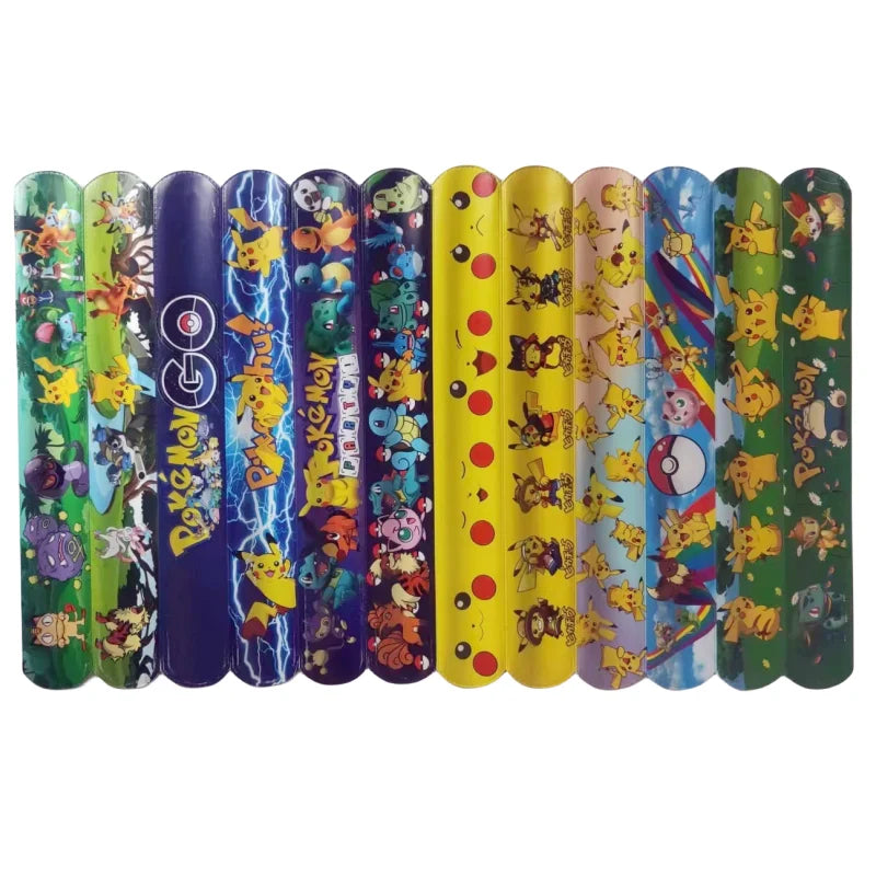 Pokemon Slap Snap Wrap Bracelet Pikachu Wristbands Anime Doll Characters Children Hand Ring Educational Toys Birthday Gift