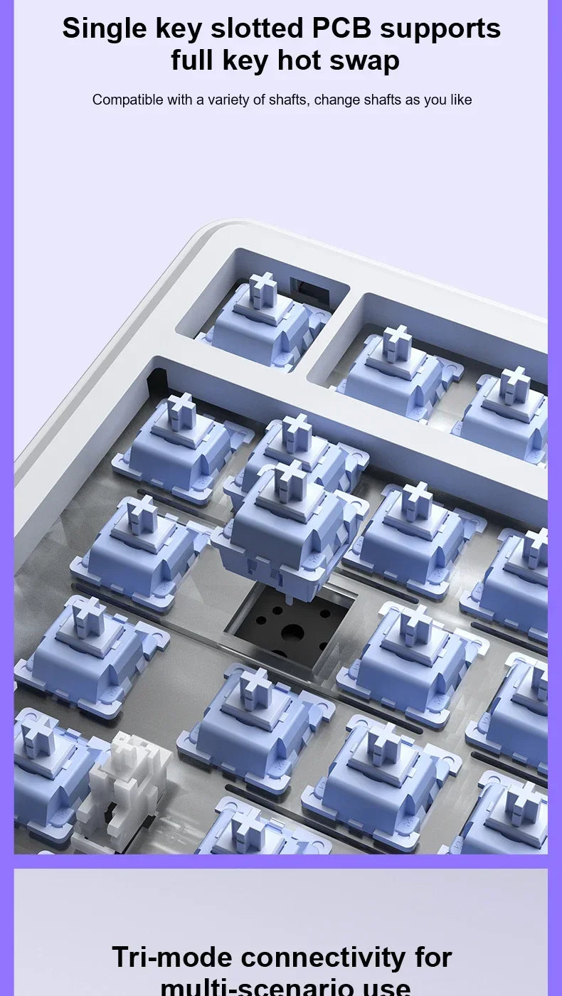 AULA F75 MAX Gaming Keyboard Three-mode connection 75% Layout Gasket Structure Hot-Swap RGB E-sports Keyboard Game Accessories