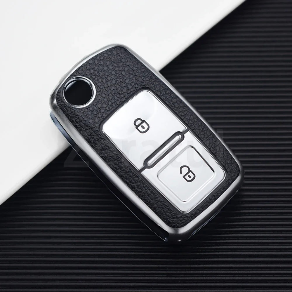 TPU Leather Car Key Cover Case Procted For VW Golf Bora Jetta POLO Passat Skoda Superb Octavia Fabia SEAT Ibiza Leon 2/3 Buttons