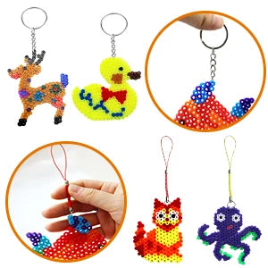 20PCS 5mm Fuse Beads Boards Clear Perler Hama Beads Pegboards Tweezers Hang Ropes Keychains Small Hoops for Kids DIY Craft Beads