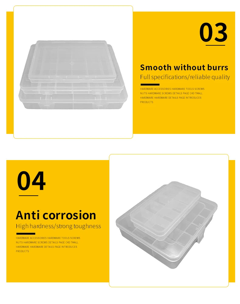2-24 Grids Screw Organizer Container Box Plastic Transparent Compartment Adjustable Storage Box For Jewelry Button Hardware Tool