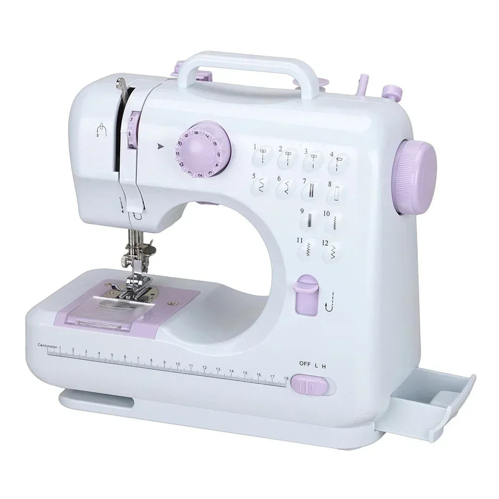 Portable Sewing Machine Mini Electric Household Crafting Mending Overlock 12 Stitches with Presser Foot Pedal Beginners