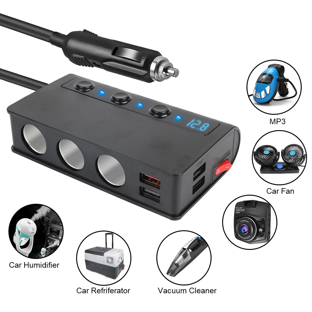 180W 4 Port USB Charging Socket Cigarette Lighter Splitter Quick Charge 12V 24V For Phone IPad 3.0 Car Charger Adapter