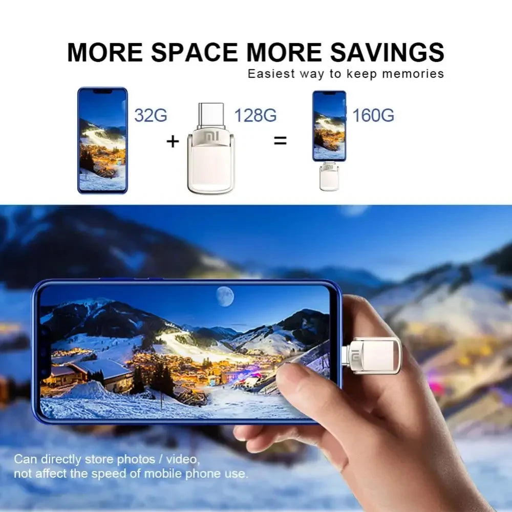 Xiaomi USB 2TB OTG Metal USB 3.0 Pen Drive Key 2TB 1TB Type C High Speed Pendrive Mini Flash Drive Memory Stick Waterproof ps4