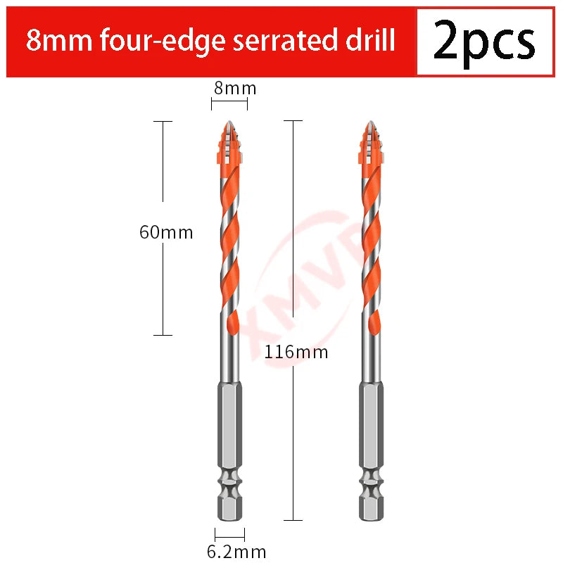 Four-edge serrated drill, eccentric drill bit, high-hardness tile and concrete drilling Super hard electric drill dry drilling