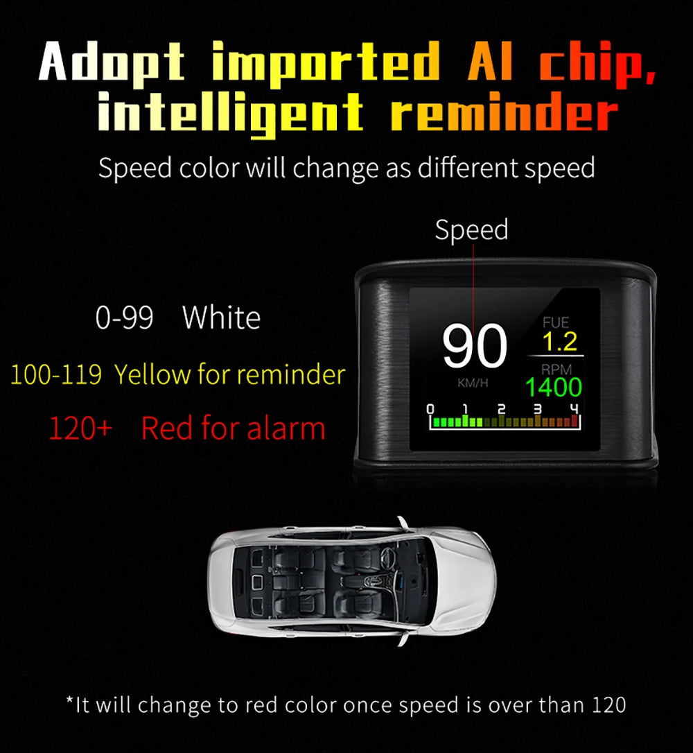 P10 Pro Head Up Display On-board Computer Car Digital OBD2 Mileage OBD Driving Computer Display Speedometer Temperature Gauge