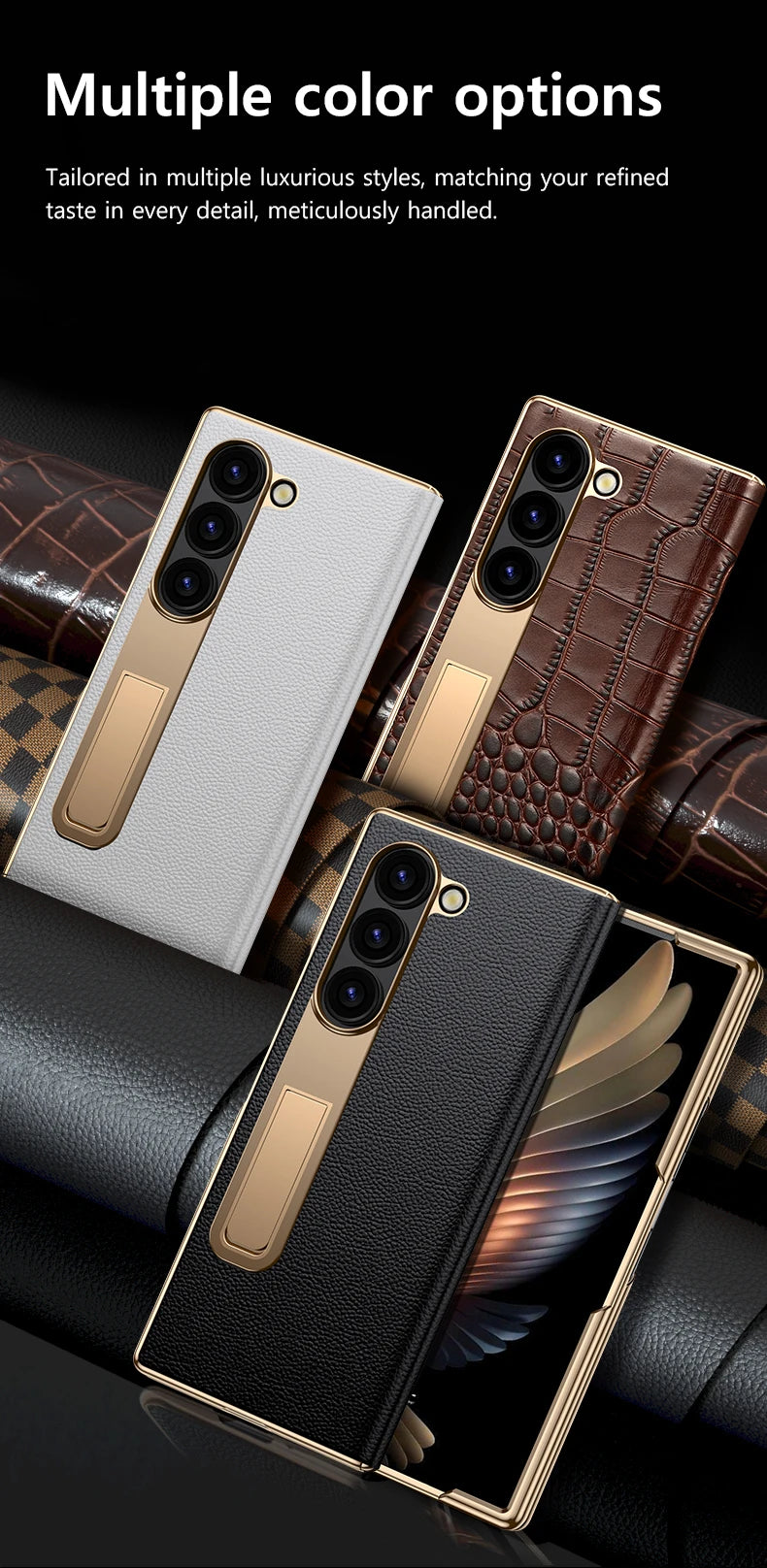For Samsung Z Fold 7 6 5 4 3 Genuine leather Magnetic Hinge Full protective phone Case holder Kickstand fold6 Shockproof Cover