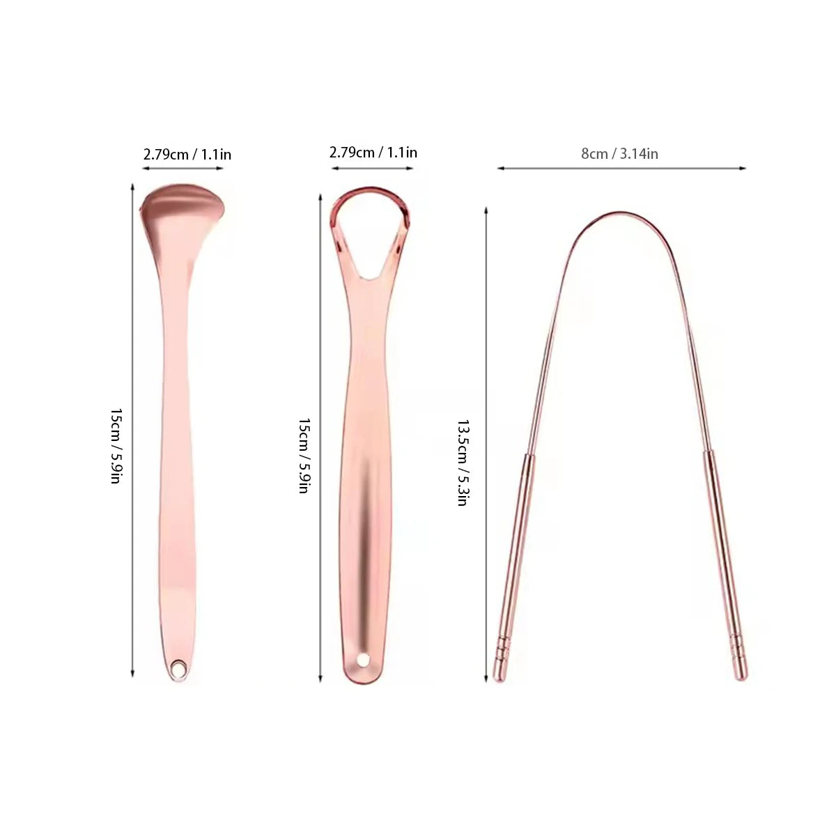 Set of 3 Tongue Scrapers for Adults Tough Metal Tongue Cleaner w/Storage Case Stainless Steel Tongue Scrubber for Fresh Breath