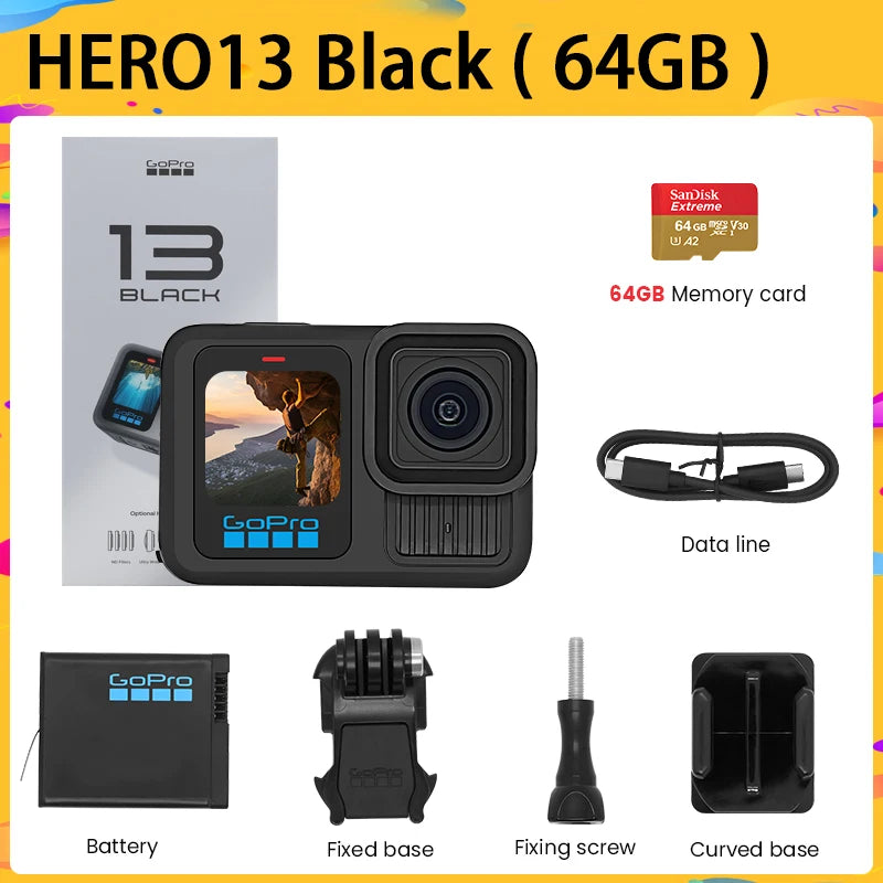 GoPro HERO 13 Black Action Camera HyperSmooth6.0 5.3K60fps Video 27MP Go Pro13 helmet Vlog Sport Camera