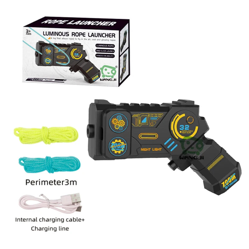 String Rope Glow in The Dark String Rope Launcher Luminous Portable Handheld String Stress Relief Toy For Kids Party Gift