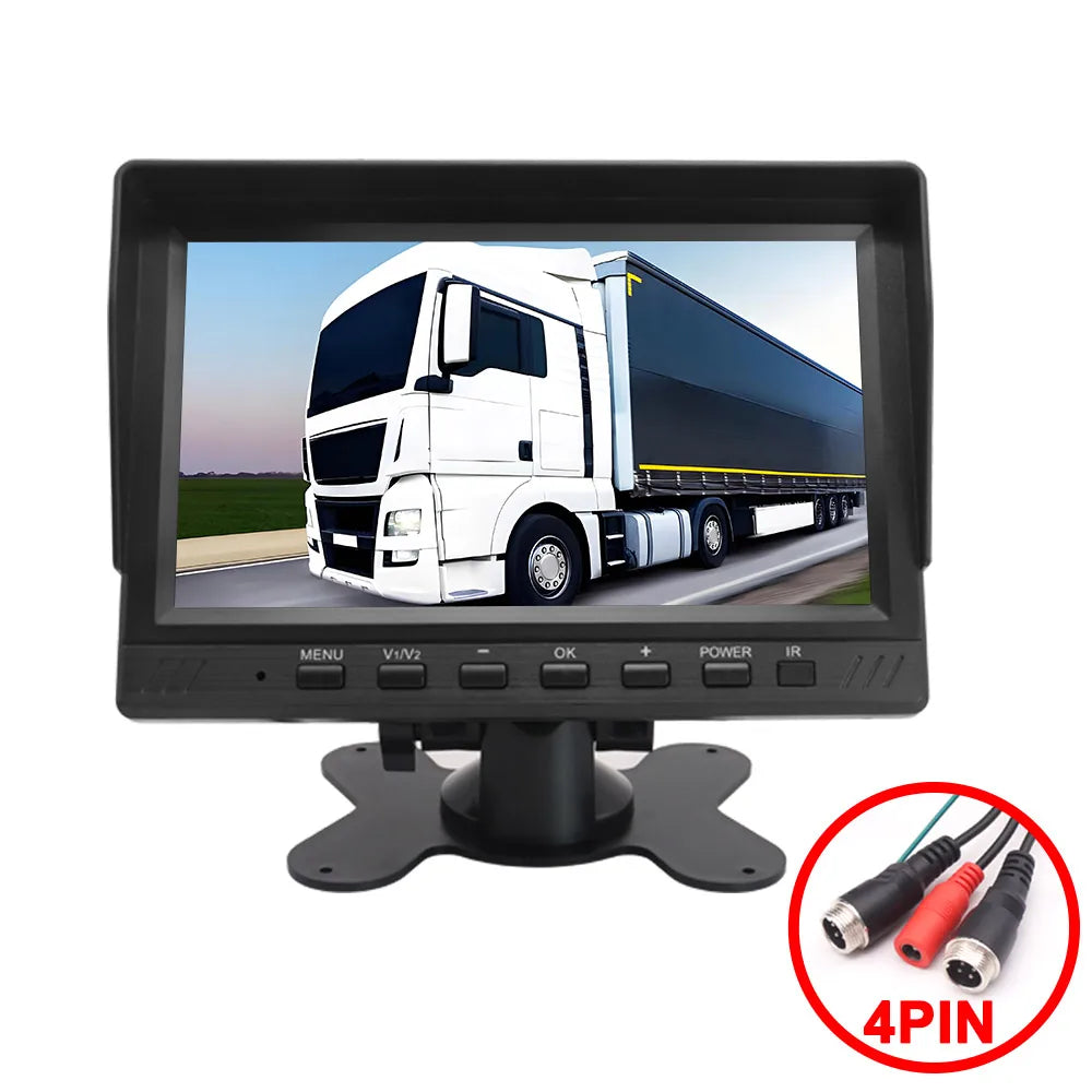 Smartour AHD 7inch TFT LCD Car HD Monitor Rear View Monitor Support CVBS 1080P AHD Camera 2 x 4PIN Video Input