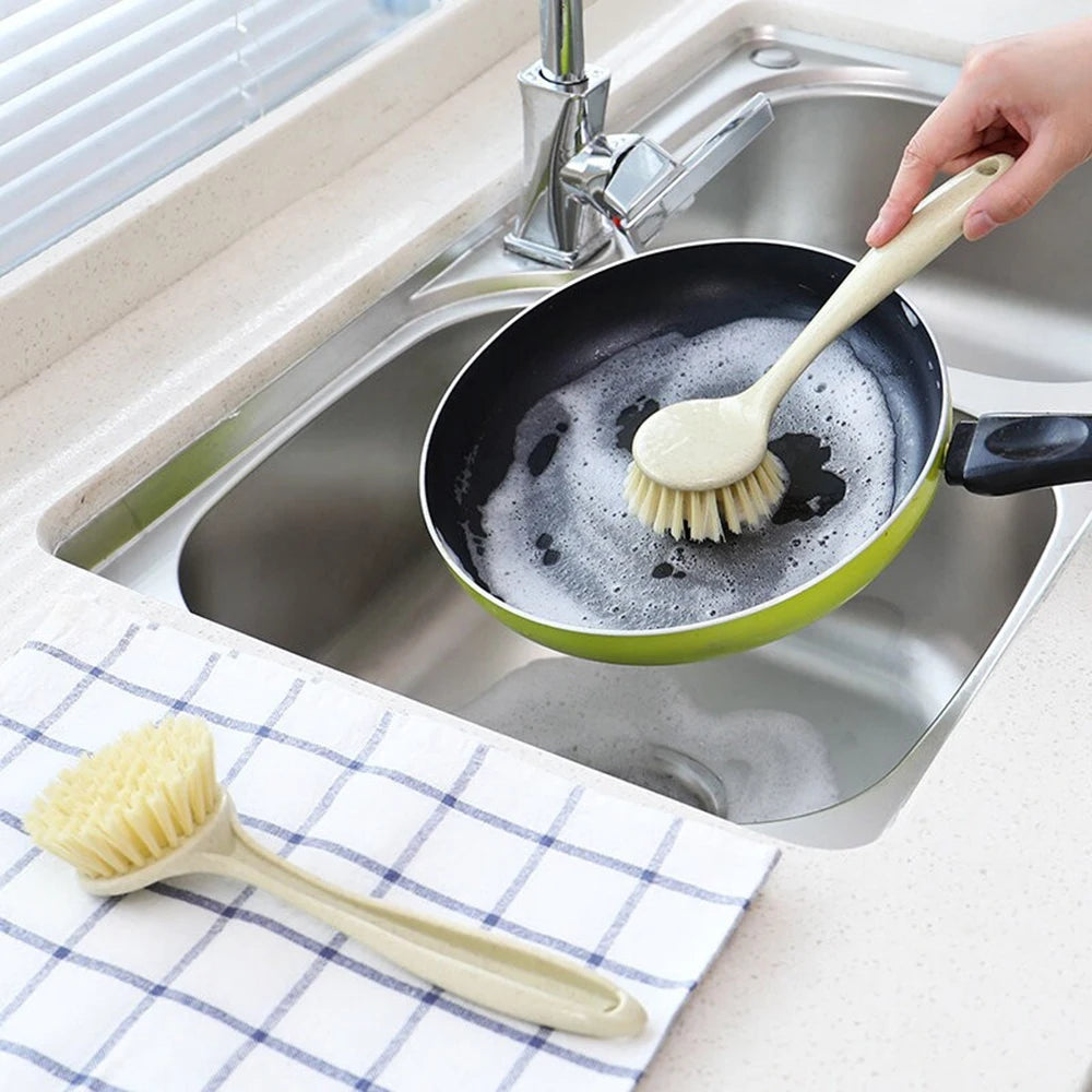 1PC/3PCS Pan Brush With Handle Kitchen Household Clean Non-Stick Oil Brush Pan Brush With Long Handle Scrub Dish Brush
