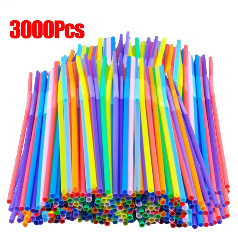 100-3000PCS Colorful & Black Drinking Kunststof Straws Bar Party Wedding Kitchen pajitas plastique Beverage Straw Wholesale