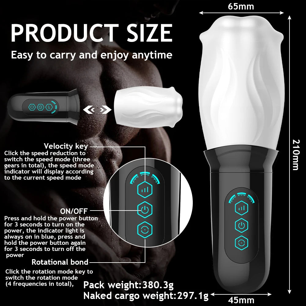 Automatic Rotating Vibrating Male Masturbator Penis Massage Vibrator Real Oral Sex Glans Delay Trainer Masturbation Toys for Men