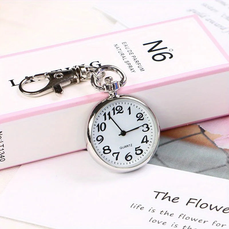 Large number clear pocket watch keychain hanging watch nurse watch student exam quartz watch