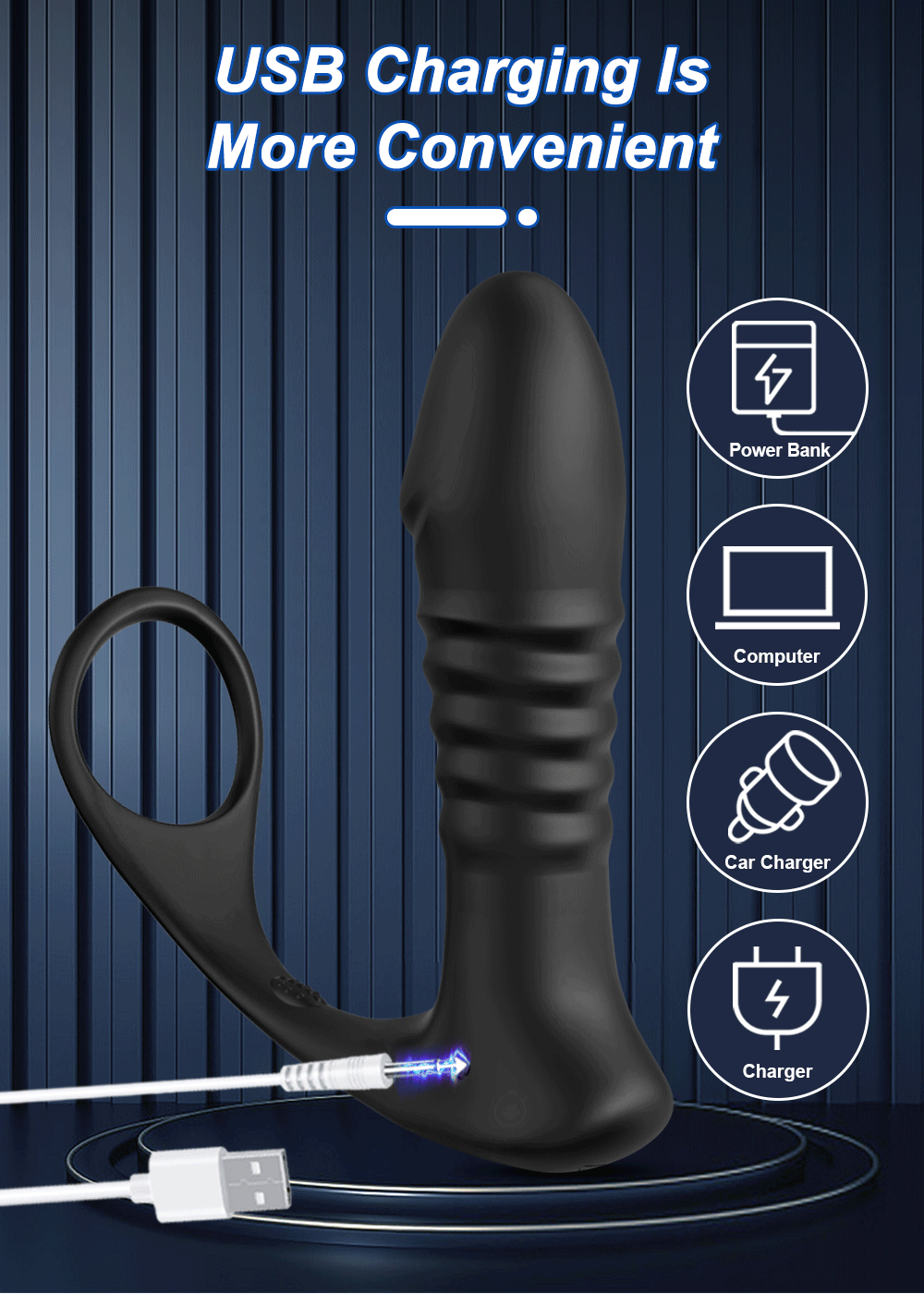 4in1 Thrusting Vibrating Anal Vibrator Prostate Massager Cock Ring Anal Plug G Spot Massager Male Sex Toys for Men Women Couples