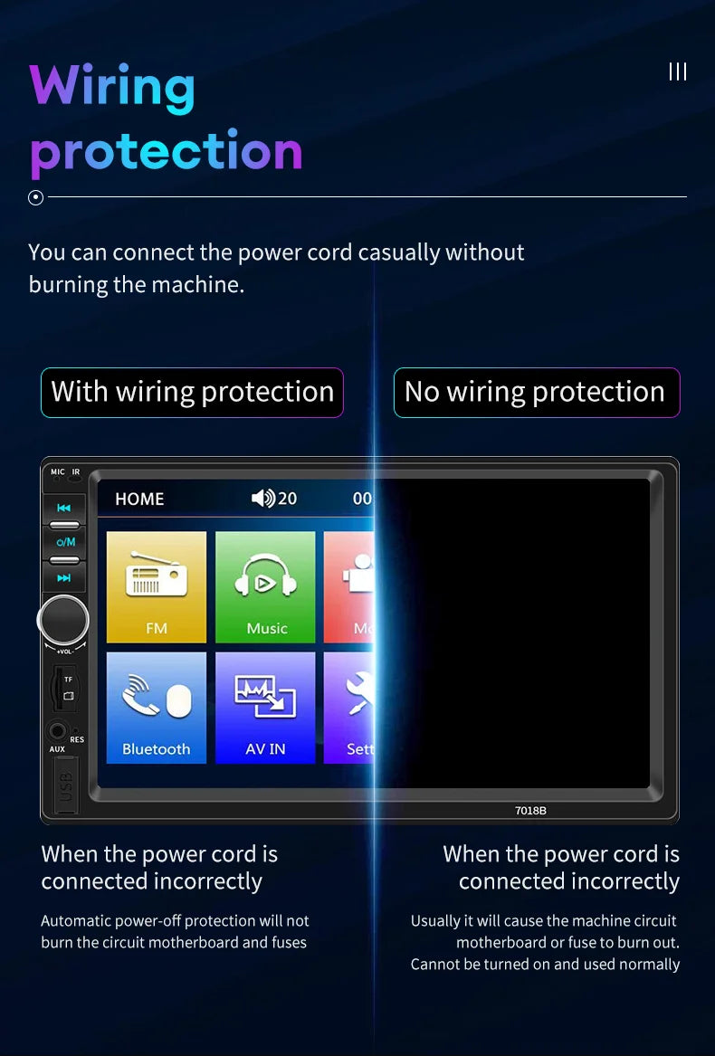 Acodo 2din Stereo 7inch Wired Carplay Radio Touch Screen Automotive Multimedia Bluetooth USB TF FM Radio Autoradio MP5 Player