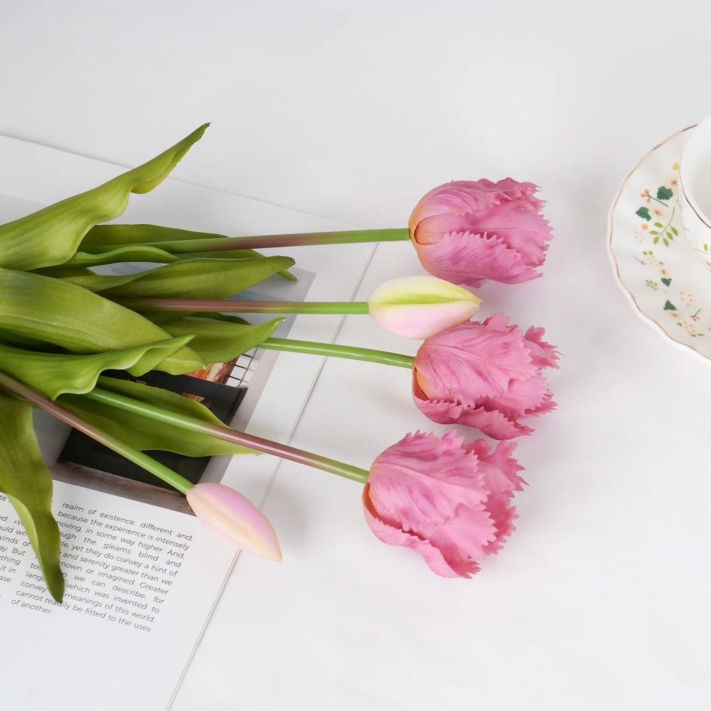 New Parrot Wave Tulip Silicone Artificial Flowers Soft and Comfortable Bouquet Home Room Living Room Desktop Floral Decoration