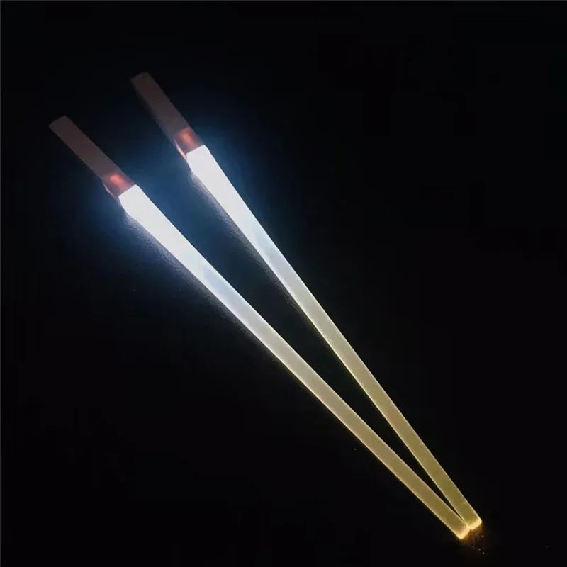 Novel 1 Pair LED Luminous Chopsticks Light Up Durable Lightweight Kitchen Dinning Room Party Food Safe Tableware Multi-color Hot
