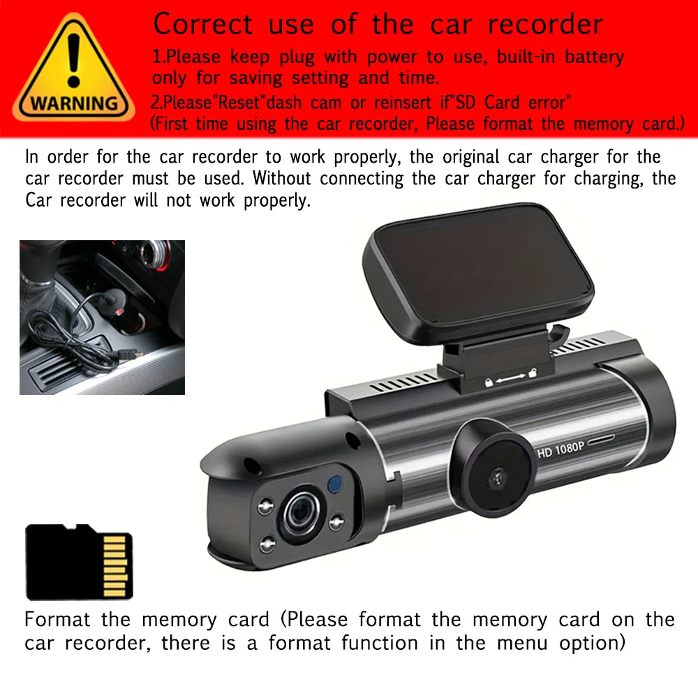 1080P dual camera,Dash Cam for cars,Front And Inside,car camera with IR Night Vision,Loop Recording,wide angle Car DVR Camera